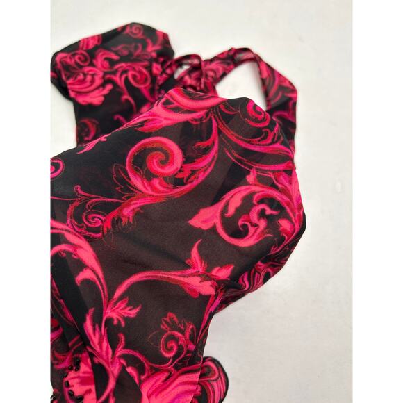 Cache Vintage black and pink beaded tank top with cowl neck. Size XS. - Picture 7 of 7